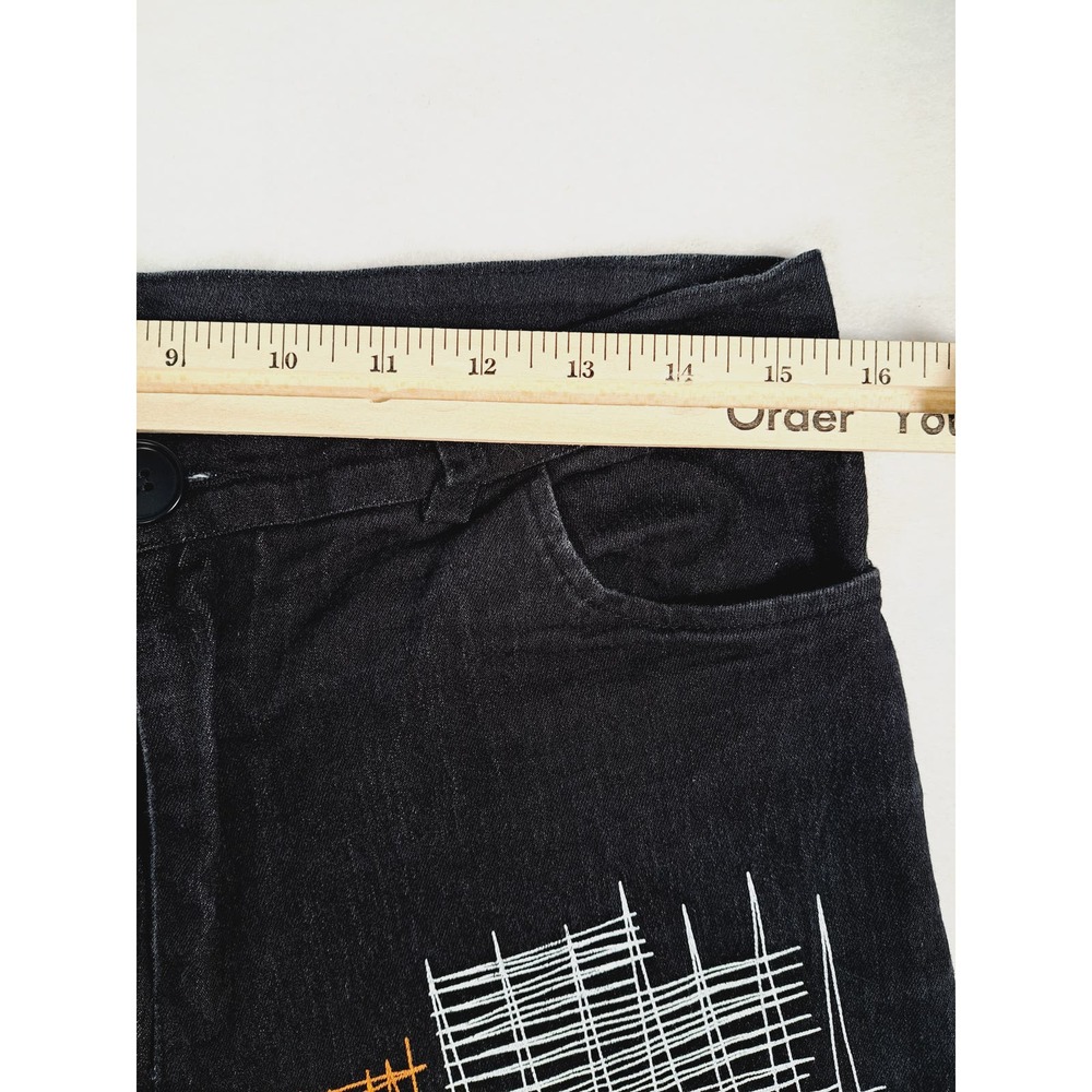 Non-Branded Unisex Black Graphic Jeans - Picture 3 of 5